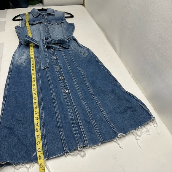 7 For All Mankind Trucker Sleeveless Denim Midi Dress | Small - Picture 4 of 10